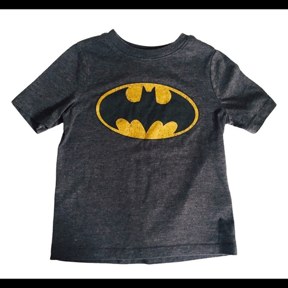 OLD NAVY BATMAN DC Comics Bat Signal Logo Tee/Top With Cap Sleeves Grey Boys 2T - Picture 3 of 14